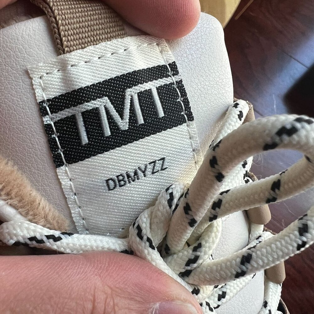 TMT Sunnei Womens Athleisure Teddy Colorblock Lace Up Sneaker Sz 6.5 White Khaki - Picture 14 of 14